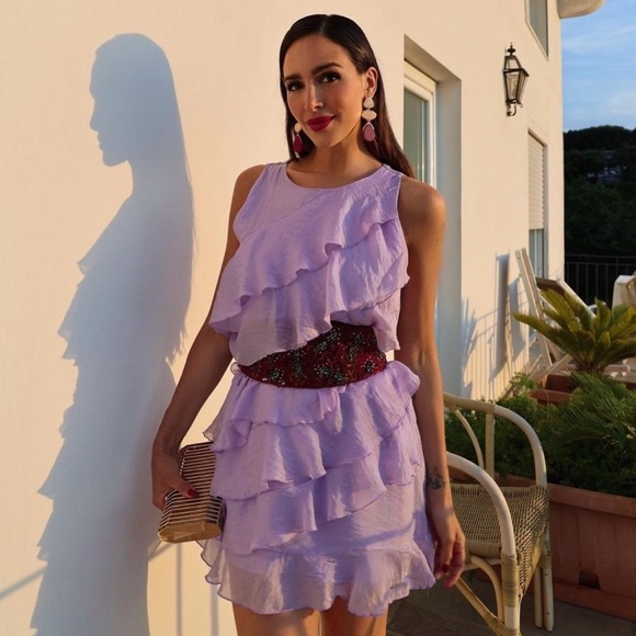 New Zara Purple Beaded Sash Belt 7521/037 Size 30 - Picture 2 of 11